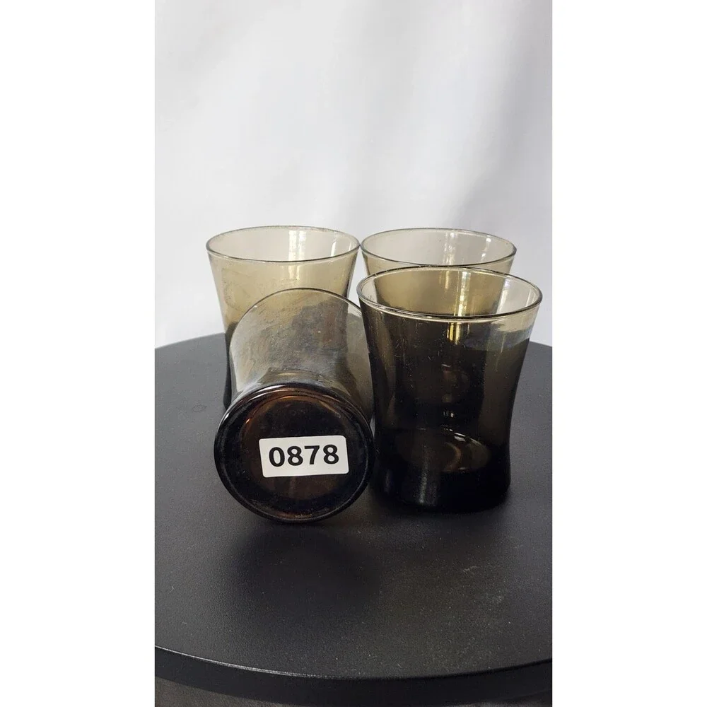 Anchor Hocking MCM Smoke Brown Hourglass 10oz. Rocks Lowball Glasses Set Of 4